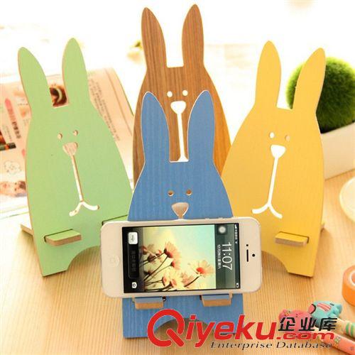 热销品 韩国时尚创意手机座 可爱越狱兔木质手机木质底座 礼品手机支架
