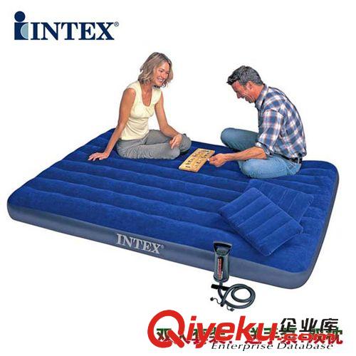 充气床垫 zpINTEX68765植绒双人充气床配手动泵双枕