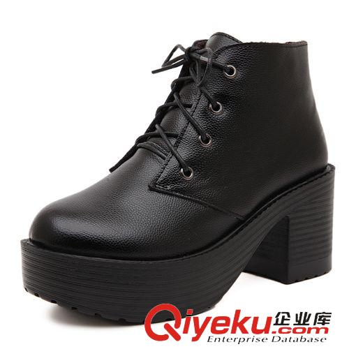 有34码款式专区 韩版厚底粗跟松糕短靴 zp女靴高跟防水台前系带女靴AE01 34-39