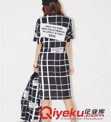 【2015】3月份 2015春夏新款韩国stylenanda   KKXX字母印花格纹连衣裙