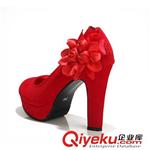 婚鞋系列 2015xx妆新韩版女鞋高跟粗跟结婚鞋新娘鞋伴娘鞋防水台红色1866