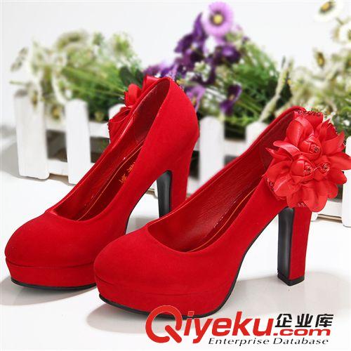 婚鞋系列 2015xx妝新韓版女鞋高跟粗跟結婚鞋新娘鞋伴娘鞋防水臺紅色1866