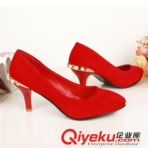 婚鞋系列 妝新xx2015新款紅色新娘鞋細跟結婚鞋子淺口水鉆單鞋結婚女鞋