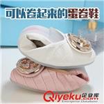 精品单鞋 558-5韩版夏秋季女鞋单鞋透气新款蛋卷鞋平底跟水钻豆豆鞋纯色