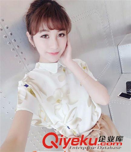 SU KI 2015夏季新 韩版时尚后珍珠拉链无袖收摆小舌领衬衫女