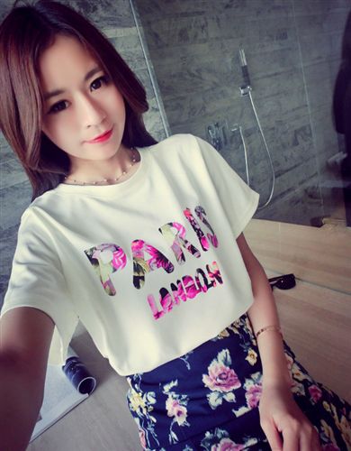 6DU 2015夏季新款韩国时尚英文宽松显瘦印花短袖T恤女套头好质量