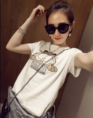 甜心家 2015夏季新款韩国卡通休闲时尚短袖t恤女圆领显瘦女上衣好质量