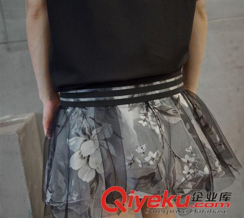 000 夏装女2015韩版修身显瘦套装裙欧根纱印花雪纺夏季套装 好质量
