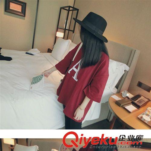 女士T恤 2015韩版女装A字母长袖T恤打底衫宽松显瘦上衣 A11