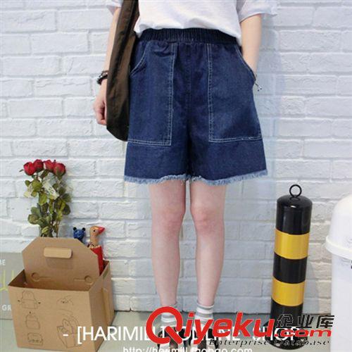5月新款 2015夏季新款女装韩版帅气大口袋须边个性牛仔裤女式短裤 2色