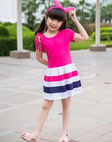 新款五 2015夏季新款韩版亲子装圆领撞色母女装连衣裙