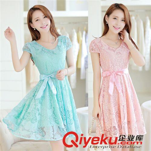 新款二 2015夏季新款韩版修身时尚V领蕾丝气质连衣裙