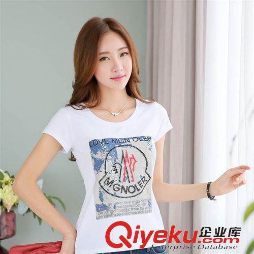 女式T恤 2015夏季新款韩版印花修身显瘦百搭大码女式短袖t恤