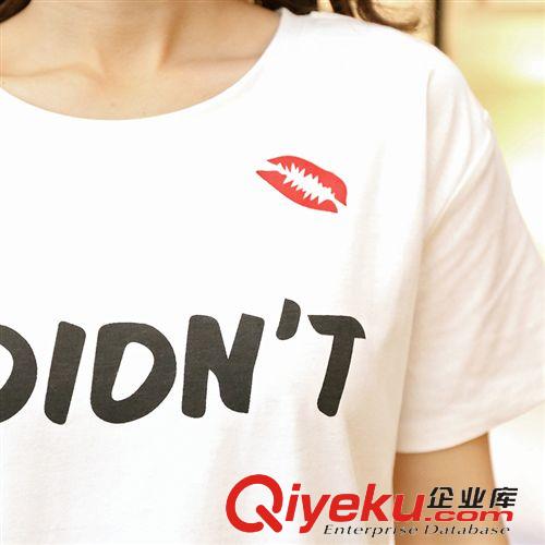 女式T恤 2015夏装新款韩版字母女式短袖T恤 学生宽松上衣潮女