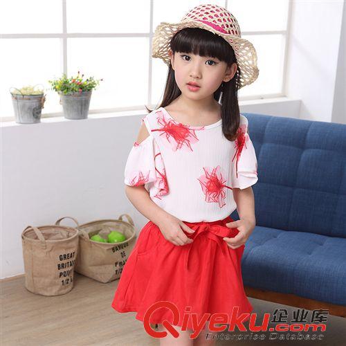 一件代发 2015夏季新款女童裙套装一件代发韩版中大童印花裙童套装厂家直销