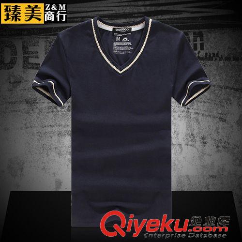 2015夏季新品 免费代理男装t恤一件代发 男式大码休闲纯棉V领纯色T恤 T431