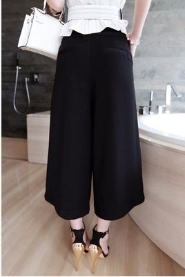 热裤专区 韩国东大门代购2015夏装新款设计款不规则垂坠显瘦阔腿裤