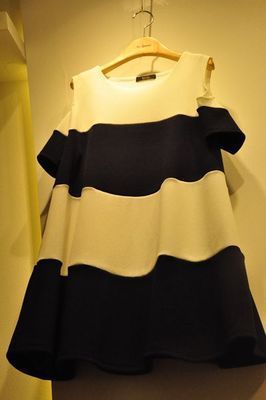 韩国东大门系列 9620# 韩国东大门 2015夏装新款黑白条纹连衣裙