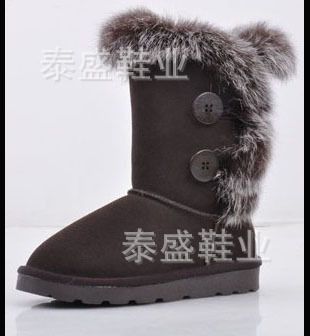 冬款雪地靴 厂家新款雪地靴批发5815xx兔毛女靴棉靴真毛女靴子一双代发货