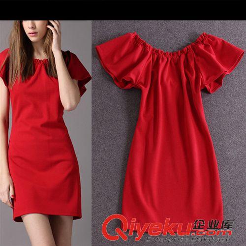 4月新款 欧洲站女装夏季时尚明星走秀同款zp外贸红色礼服连衣裙77700