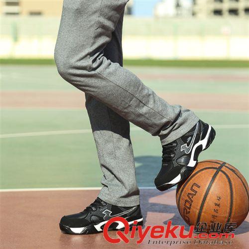 篮球鞋 户外休闲运动鞋批发 时尚系带中帮拼色男式运动鞋 透气减震篮球鞋