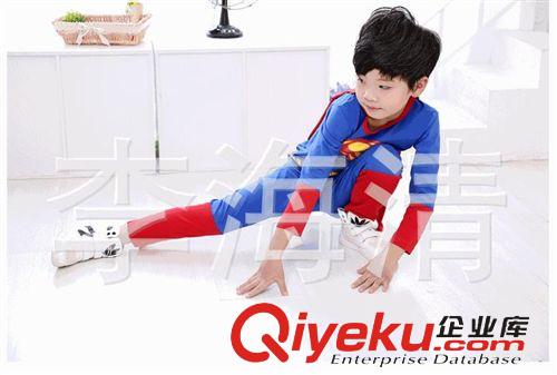 一件代发 一件代发2015春秋新款男童纯棉带披风超人套装 超人表演服 童套装