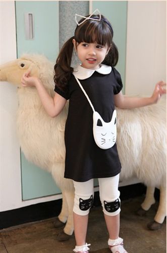 2015年夏款 2015年夏季新品 韩版童装 童套装 女童宝宝卡通猫咪童夏装