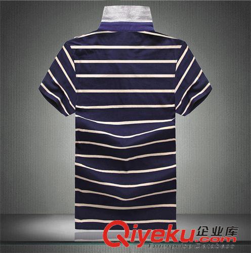 2015新品 2015新款大码拼色条纹格子T恤polo衫1651男士修身短袖衫