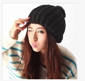 生活用品 新款潮帽糖果色女时尚毛线球球帽护耳针织帽子韩国保暖帽子批发
