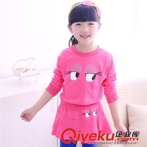 外套 童装tong女童 春款2件 韩版儿童纯棉长袖+裙裤眼睛运动休闲套装