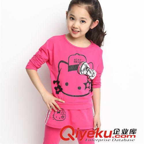 女孩 2015儿童套装春秋新款童装女童KT猫卡通长袖卫衣中童两件套韩版潮