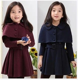 春秋装 童装女童秋款2014新款韩版女童披肩+长袖两件套风衣外套装