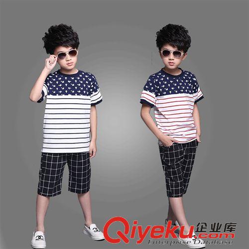 2015年5月上新 2015男童夏装套装7-8-9-10-12岁儿童装中大童运动套装韩版短袖T恤