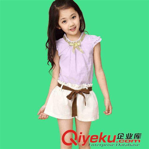 夏装 童装女童2015春夏装新款韩版短袖时尚套装儿童短裤两件套