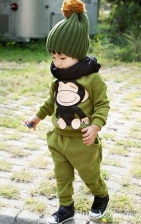 2015春款 韩版童套装 春秋童装猴子图案儿童长袖套装 两件套