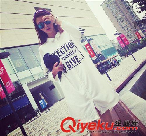 女式衬衫 2015韩国dp代购潮款中长款简洁百搭字母衬衣两色