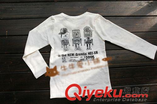 女宝贝专区 2015外贸春装新款韩国童装 儿童小童卡通机器人长袖T恤 男童T恤