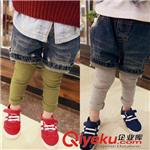 中小童 2014韩版新款 中小童儿童 假两件套纯棉牛仔短裤打底裤一件代发