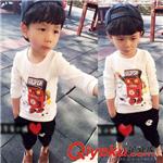中小童 2015外贸春装新款韩国童装 儿童小童卡通机器人长袖T恤 男童T恤