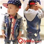 中小童 2014春装新款 韩版宝宝儿童小童男童装休闲带帽牛仔外套一件代发