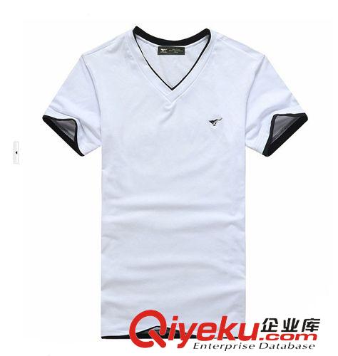 短袖T恤 一件代发2015夏季新品T恤男士纯棉双层领短袖T恤韩版潮流T恤定制