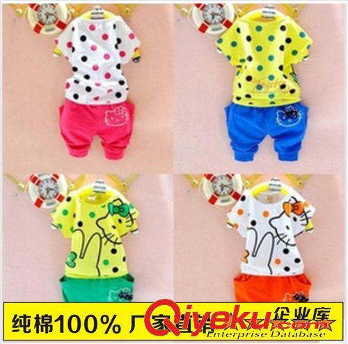 2015---夏款套装---[专区] 2015新款夏季童装 外贸出口韩版纯棉女童KT猫潮品童套装 厂家直销