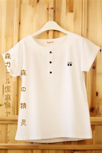 女式T恤 夏季新款日系森女刺绣棉麻短袖T恤女8225