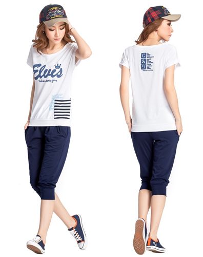 运动休闲套装 2015夏装韩版新款休 闲套装女时尚短袖7分裤运动套装女款 yz版
