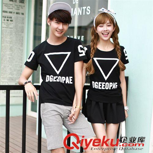 ◆  情侣装 ◆ 2015夏装新款韩国情侣装 印花字母短袖T恤(实拍现货)