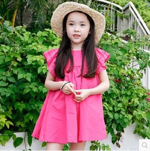 童裙 童裙夏韩版童装2015夏装新款女童蕾丝花边短袖连衣裙公主裙