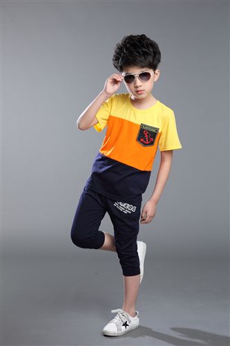 男童专区 童装夏款男童套装2015新款中大男童夏装套装夏季儿童运动短袖T恤