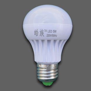 塑料型 皓族新款led球泡灯 led节能型球泡灯5w 厂家直销塑料家用led灯泡
