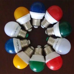 LED蜡烛彩泡尖泡拉尾 厂家直销 LED塑料球泡3W 270°发光 LED彩色灯泡 七彩塑料小球泡