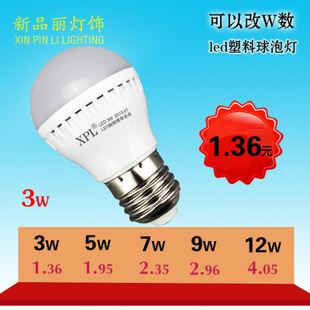 LED球泡灯 厂家批发供应LED 3W 5W 7W 9W 12W 塑料球泡灯 LED节能灯 LED灯泡